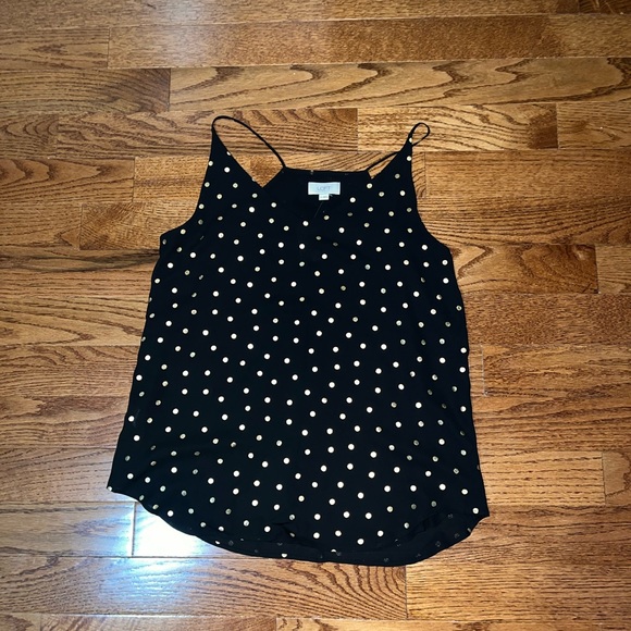 LOFT Tops - NWT - LOFT Black & Gold Polka Dot Tank Top